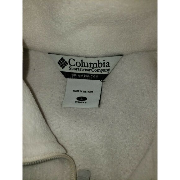 COLUMBIA Women's Fleece Jacket Full Zip Ivory With Breat Cancer Ribbon Large - Picture 3 of 7
